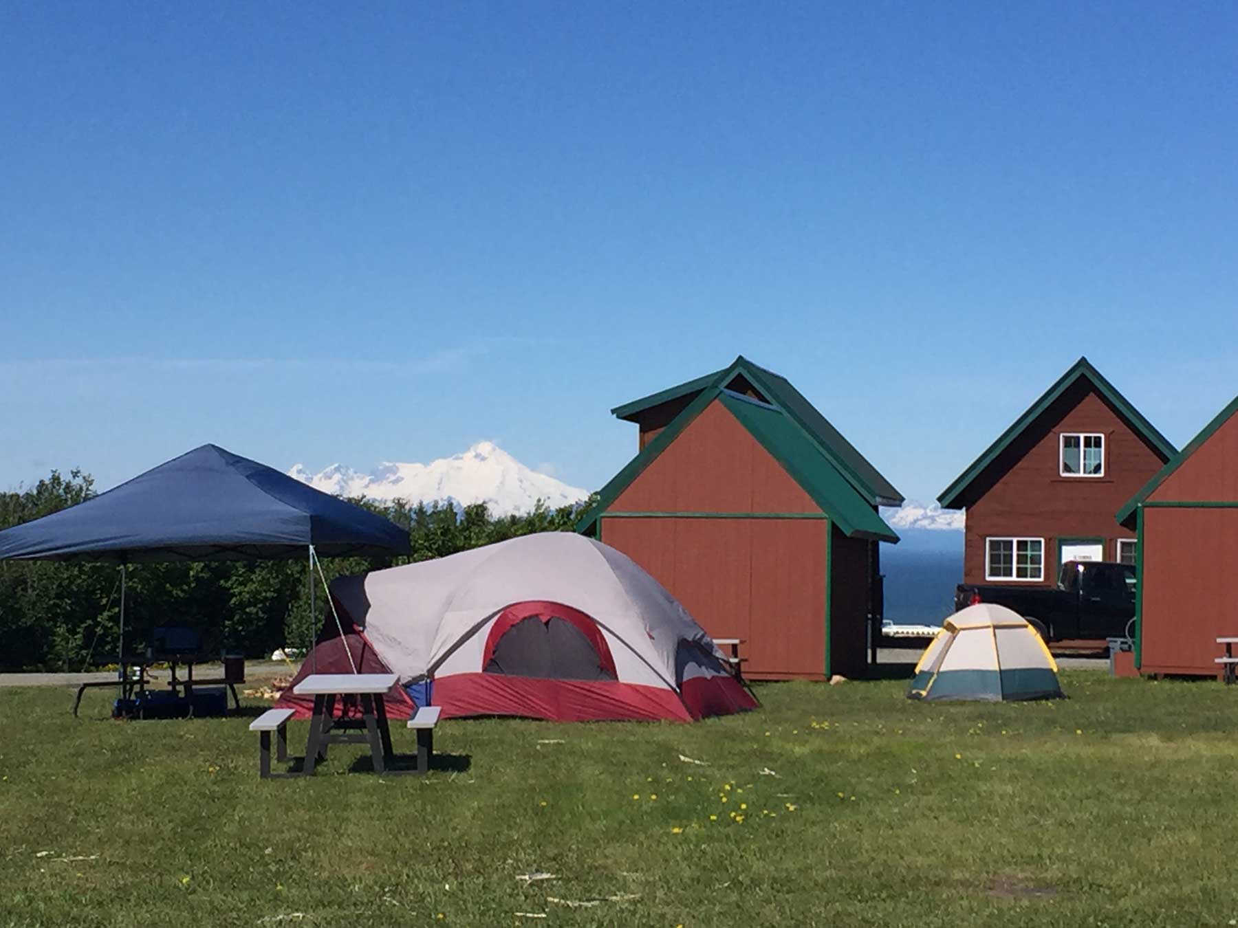 Tent camping by our cabins