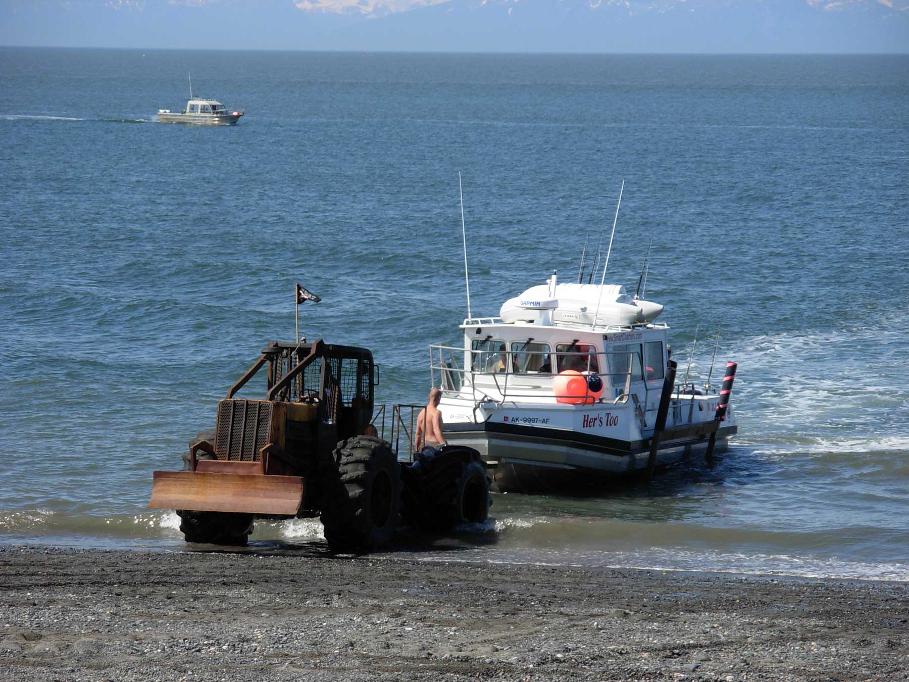 Launching the boat from shore