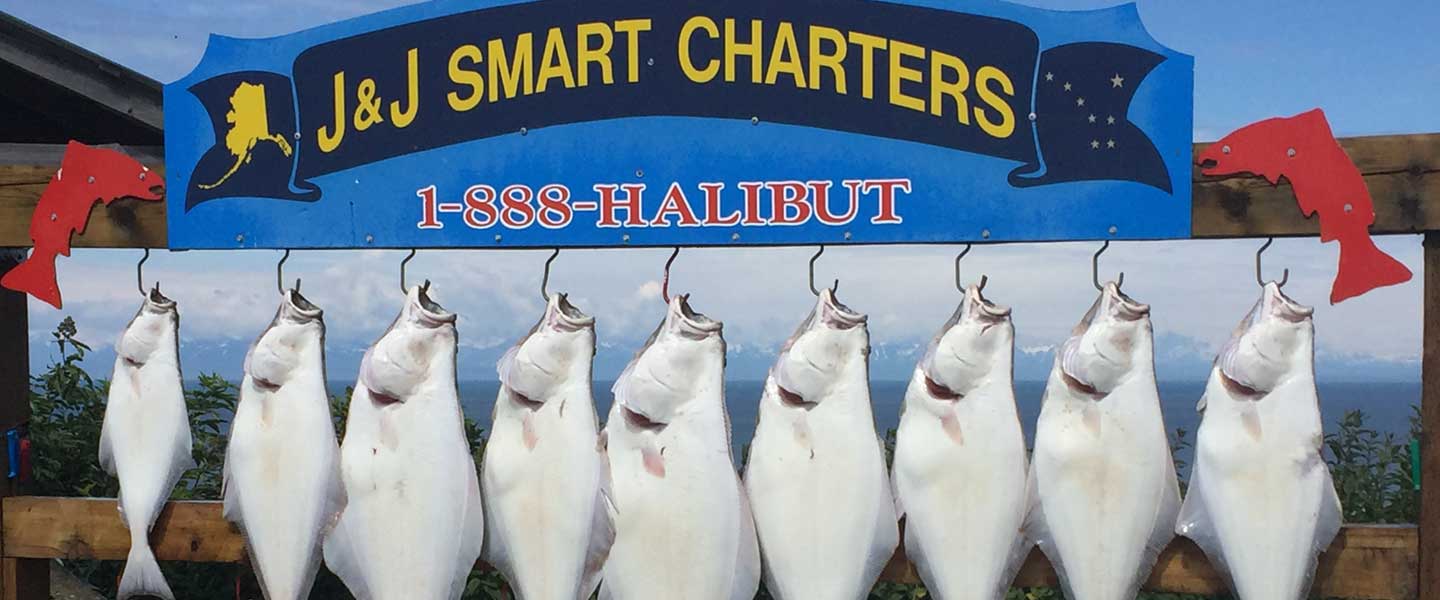 Halibut hanging from our sign